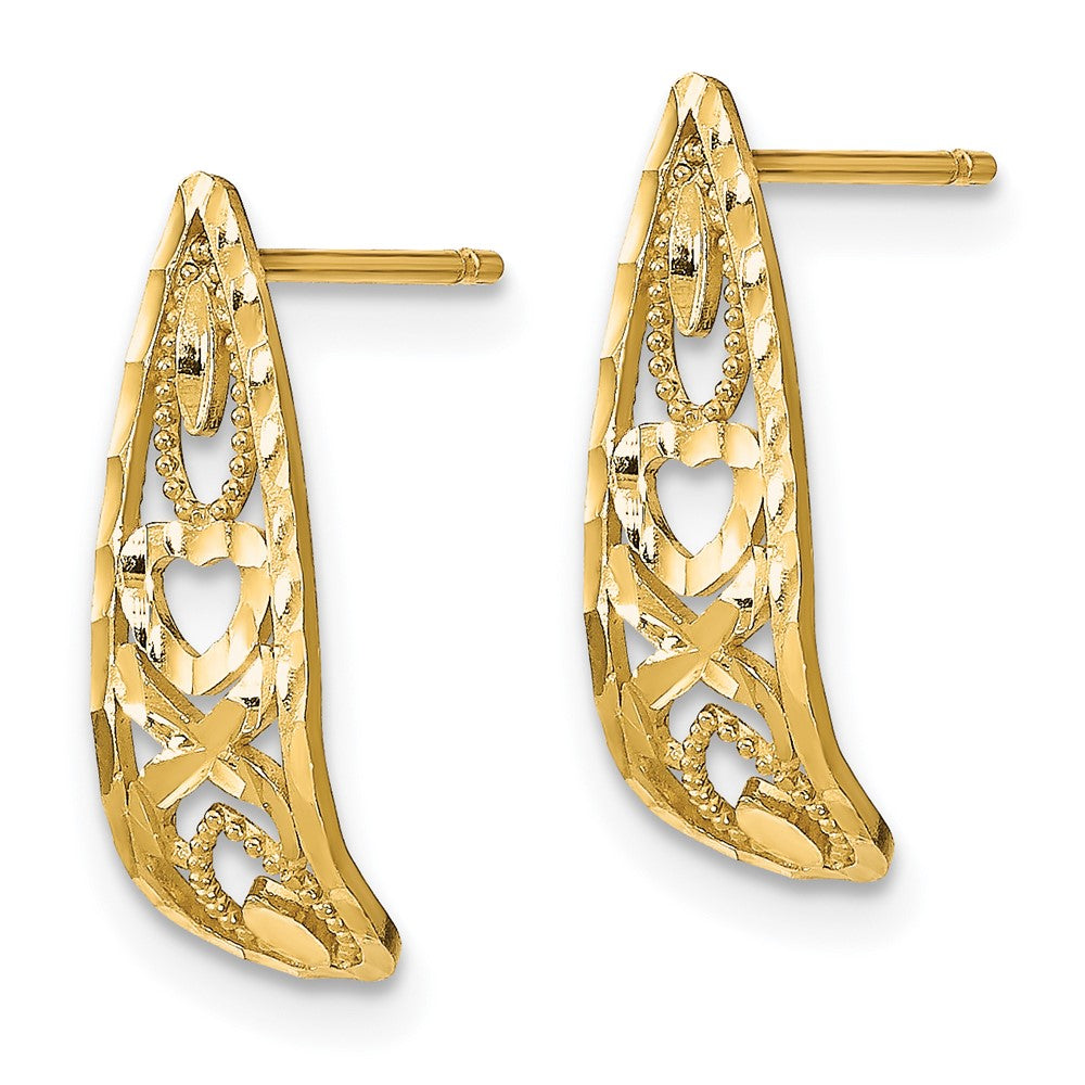 14K D/C Heart and X Mini Post Earrings
