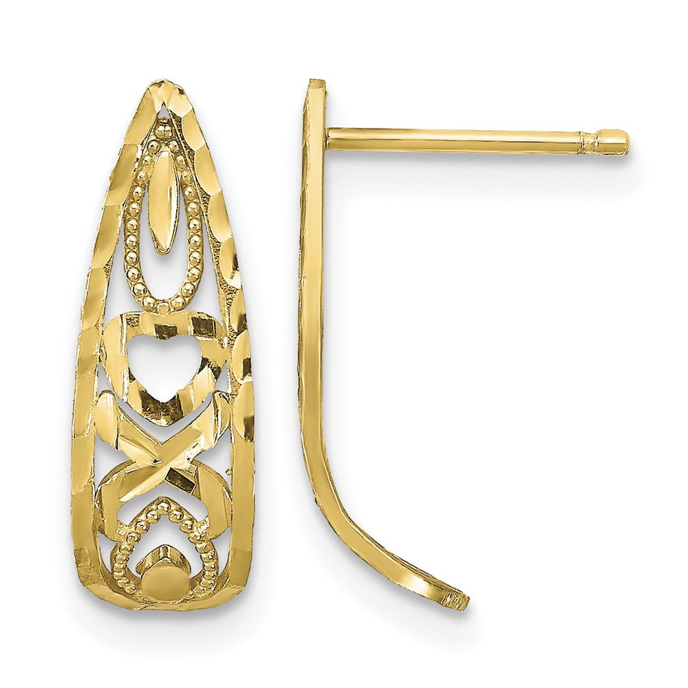 14K D/C Heart and X Mini Post Earrings