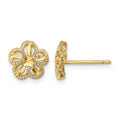 14K Diamond-cut Flower Post Earrings