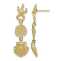 14K Starfish, Sand Dollar ,Scallop Shell Dangle Earrings