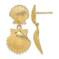 14K Double Scallop Shell Dangle Earrings