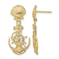 14K Shell and Anchor Double Dangle Earrings