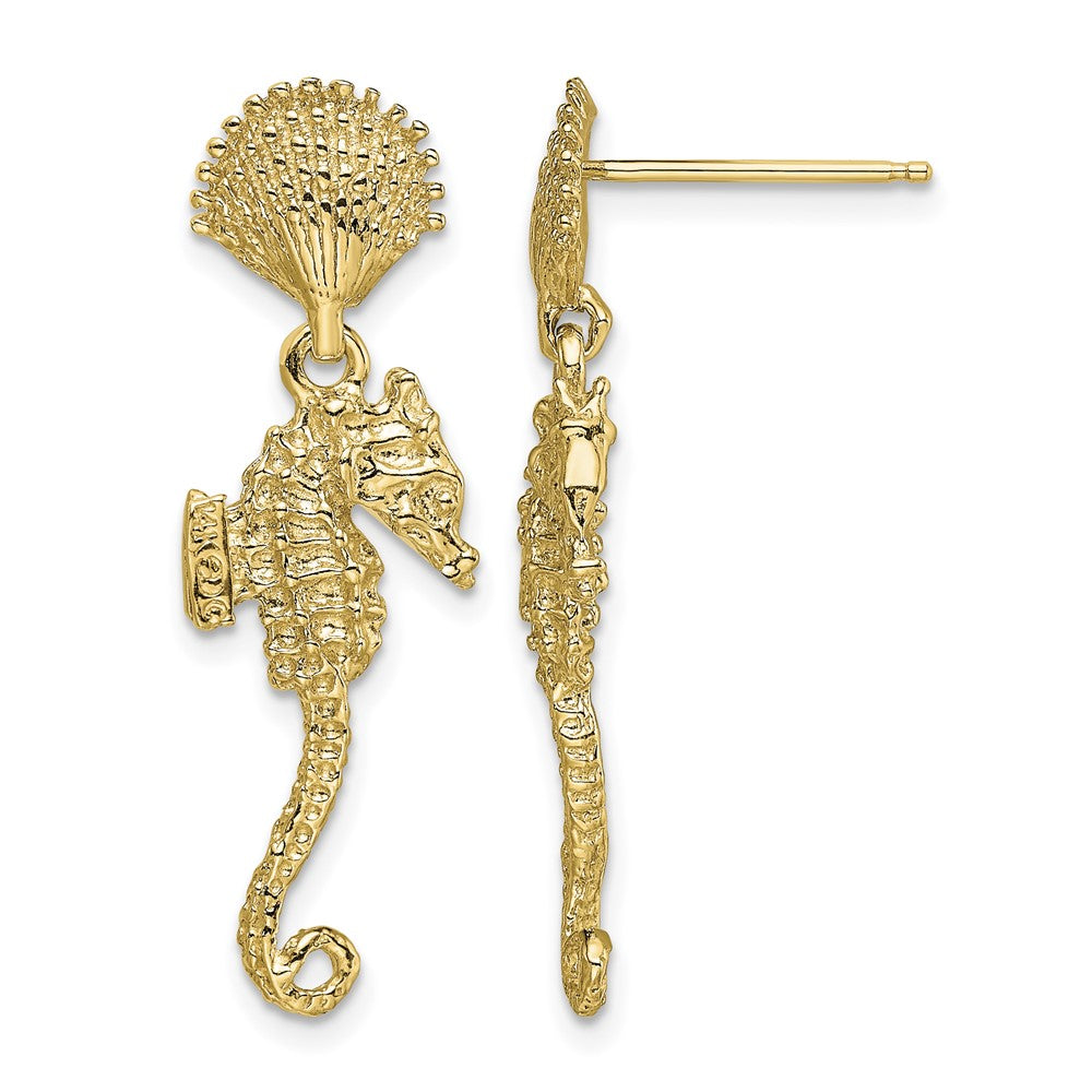 14K Shell & Seahorse Dangle Earrings