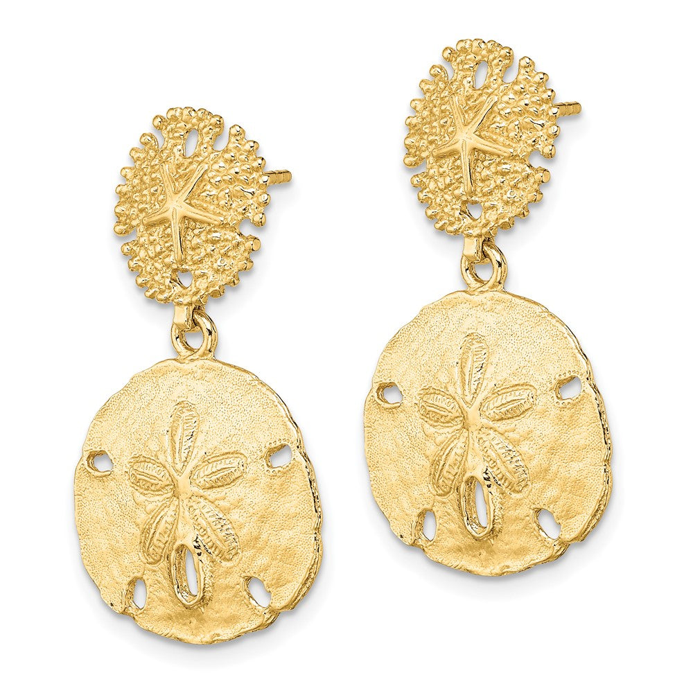 14K Double Sand Dollar Dangle Earrings