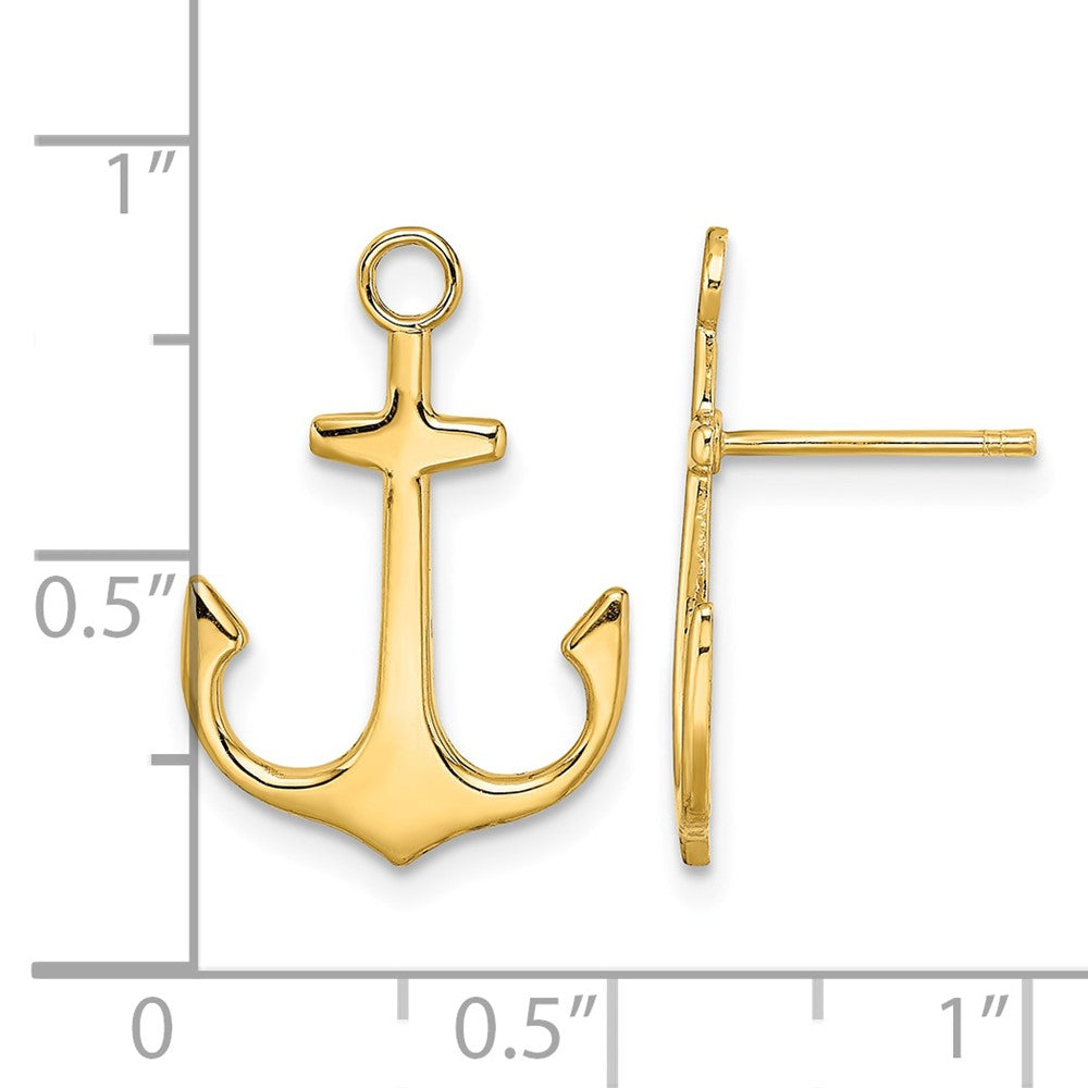 14K Polished 2-D Anchor Post Earrings