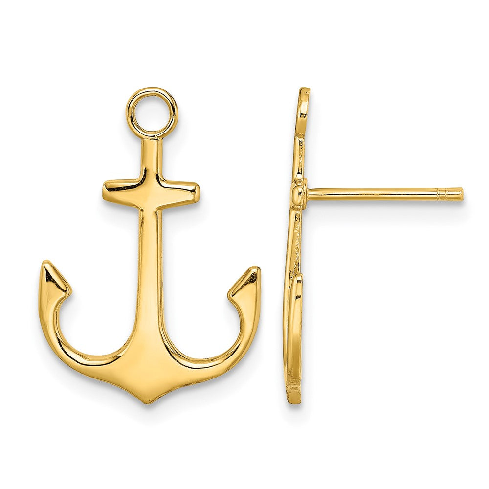 14K Polished 2-D Anchor Post Earrings