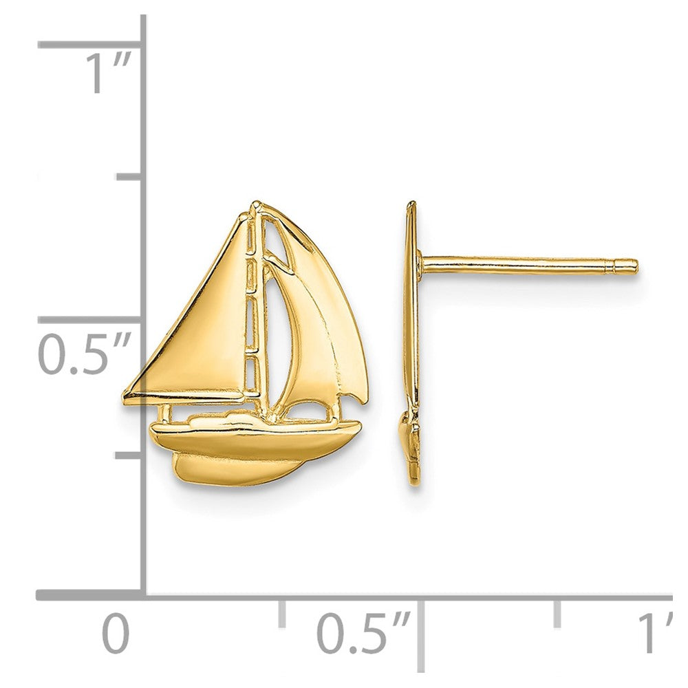14K Polished Sailboat Post Earrings