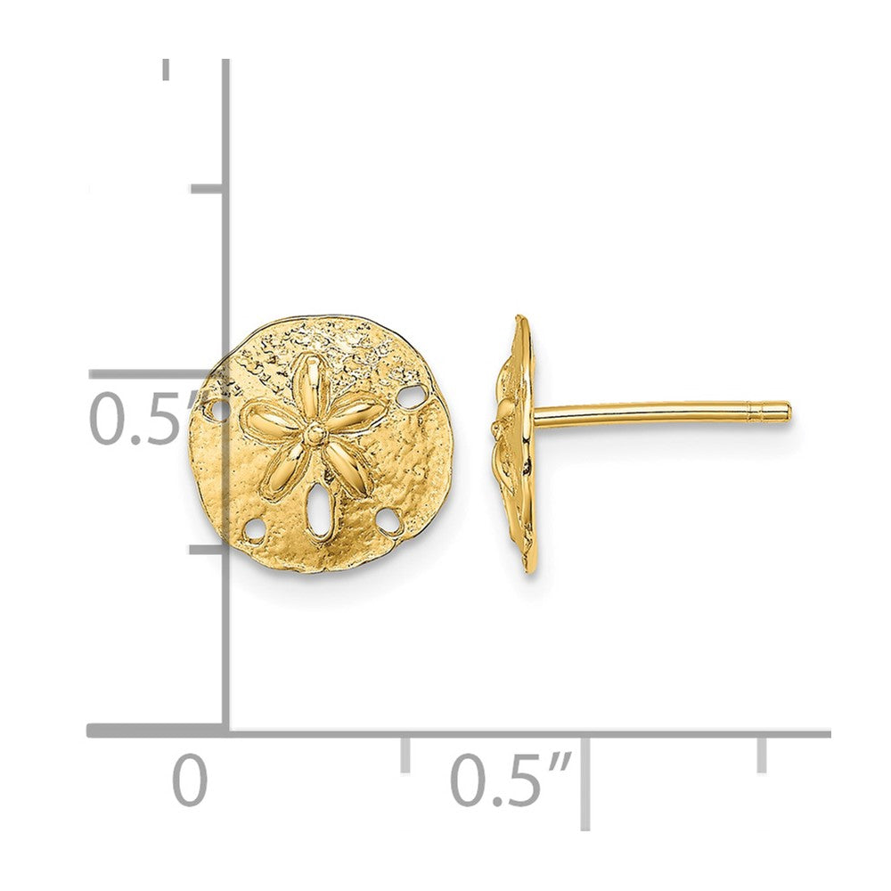 14K Polished Mini Sand Dollar Post Earrings
