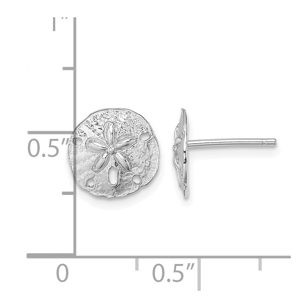 14K White Gold Polished Mini Sand Dollar Post Earrings