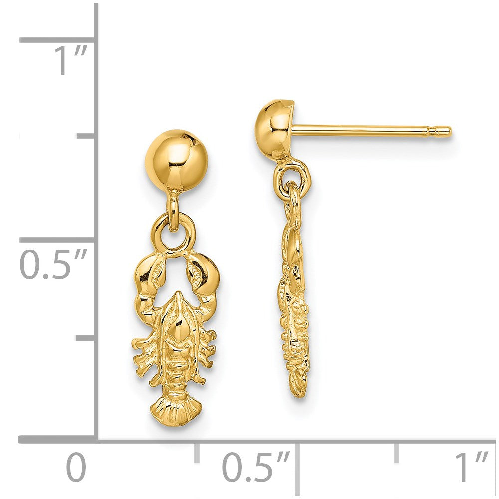 14K Lobster Post Dangle Earrings