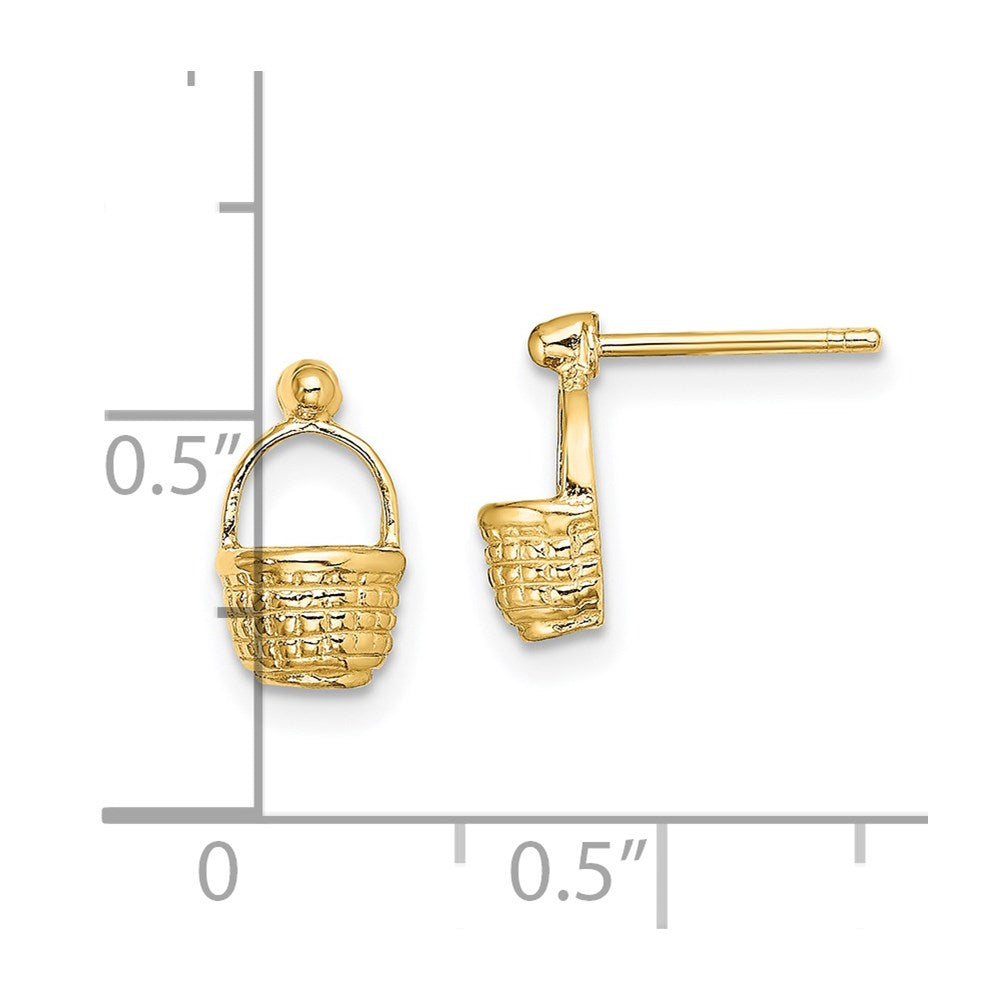 14K Mini Basket Flat Back Post Earrings