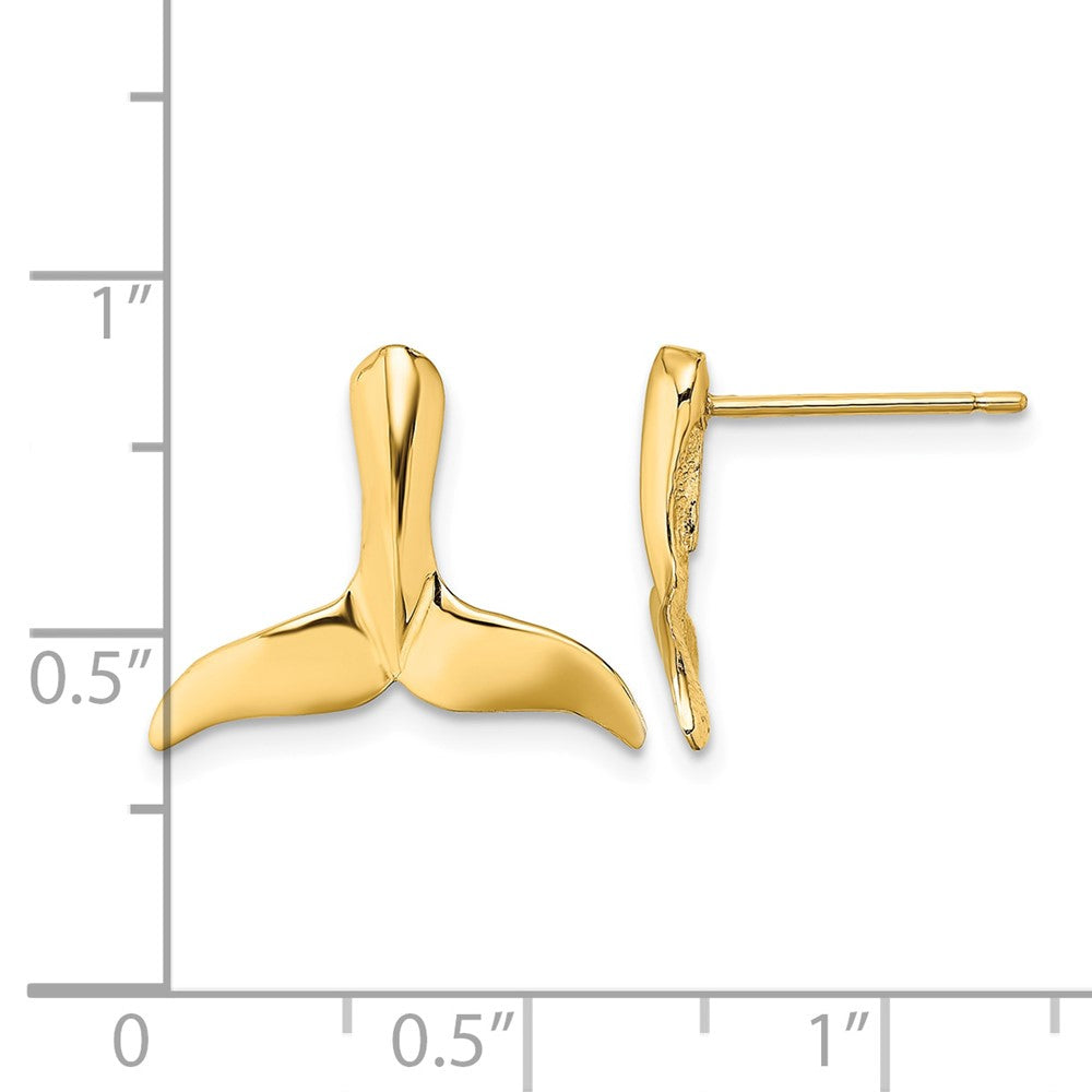 14K 2-D Whale Tail Post Earrings