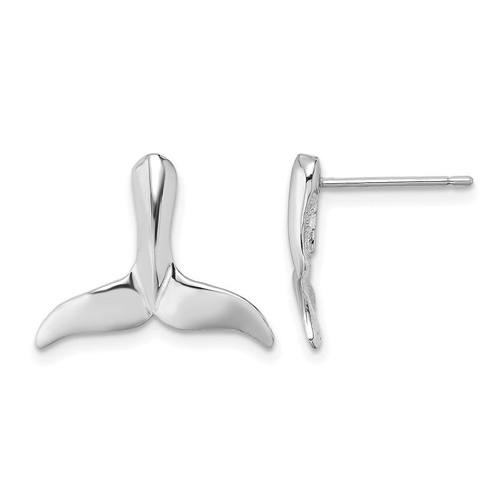 14K White Gold Whale Tail Post Earrings