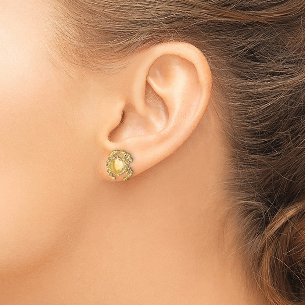14K Polished / 2-D Crab Post Earrings