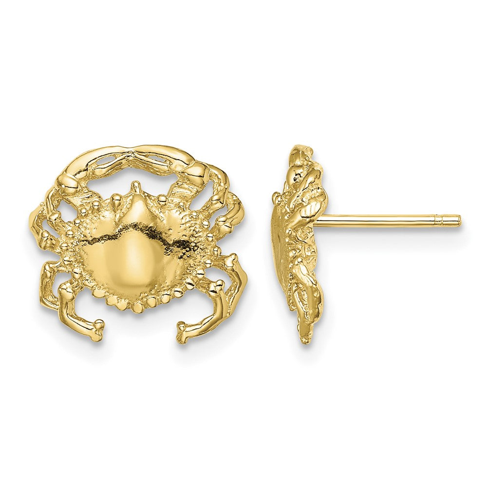 14K Polished / 2-D Crab Post Earrings