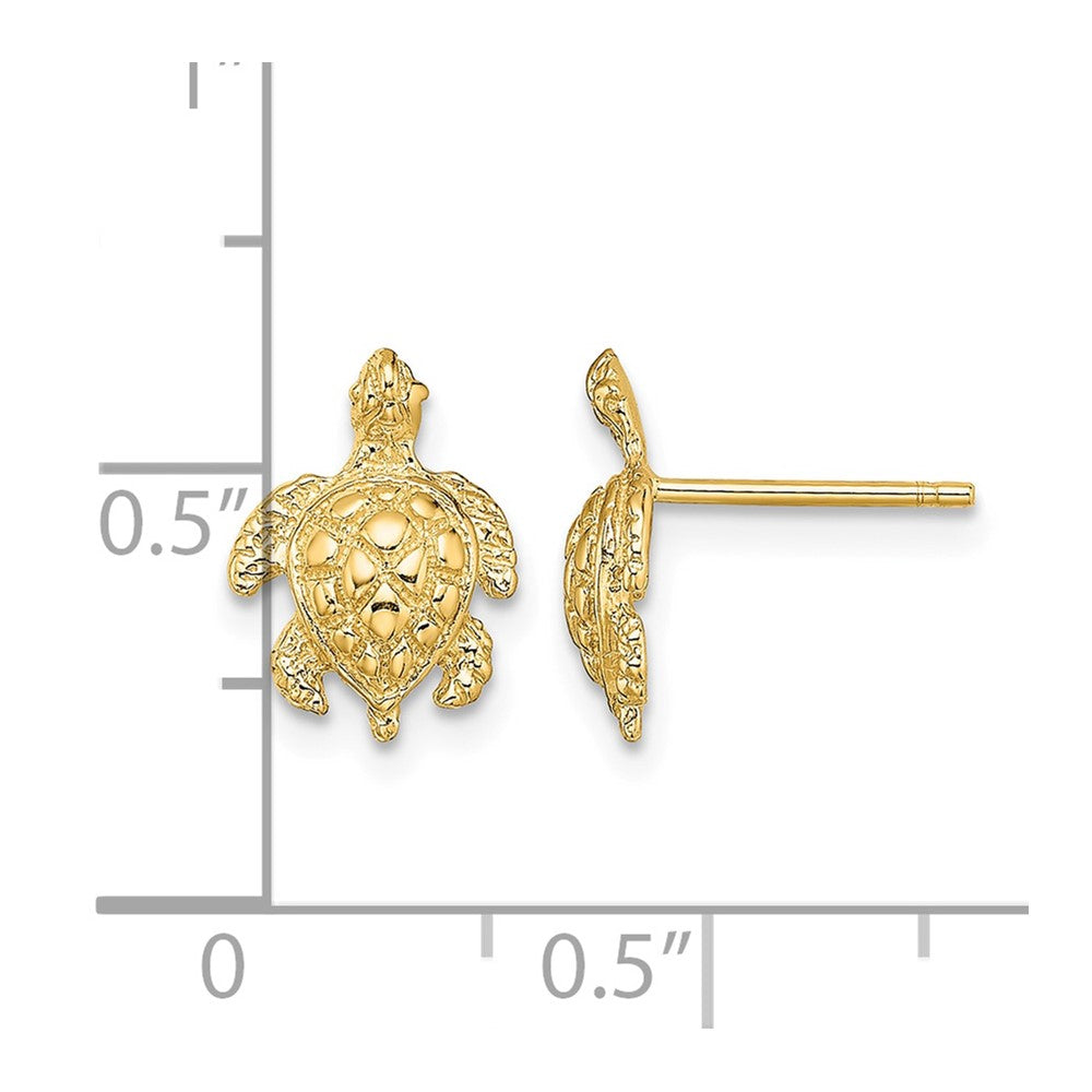 14K 2-D Textured Sea Turtle Post Earrings