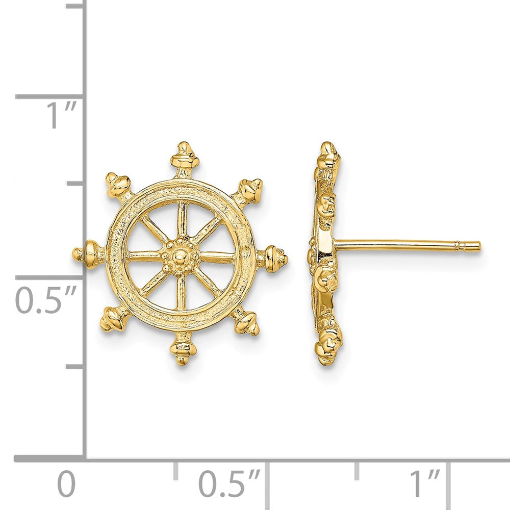 14K Ship's Wheel Post Earrings