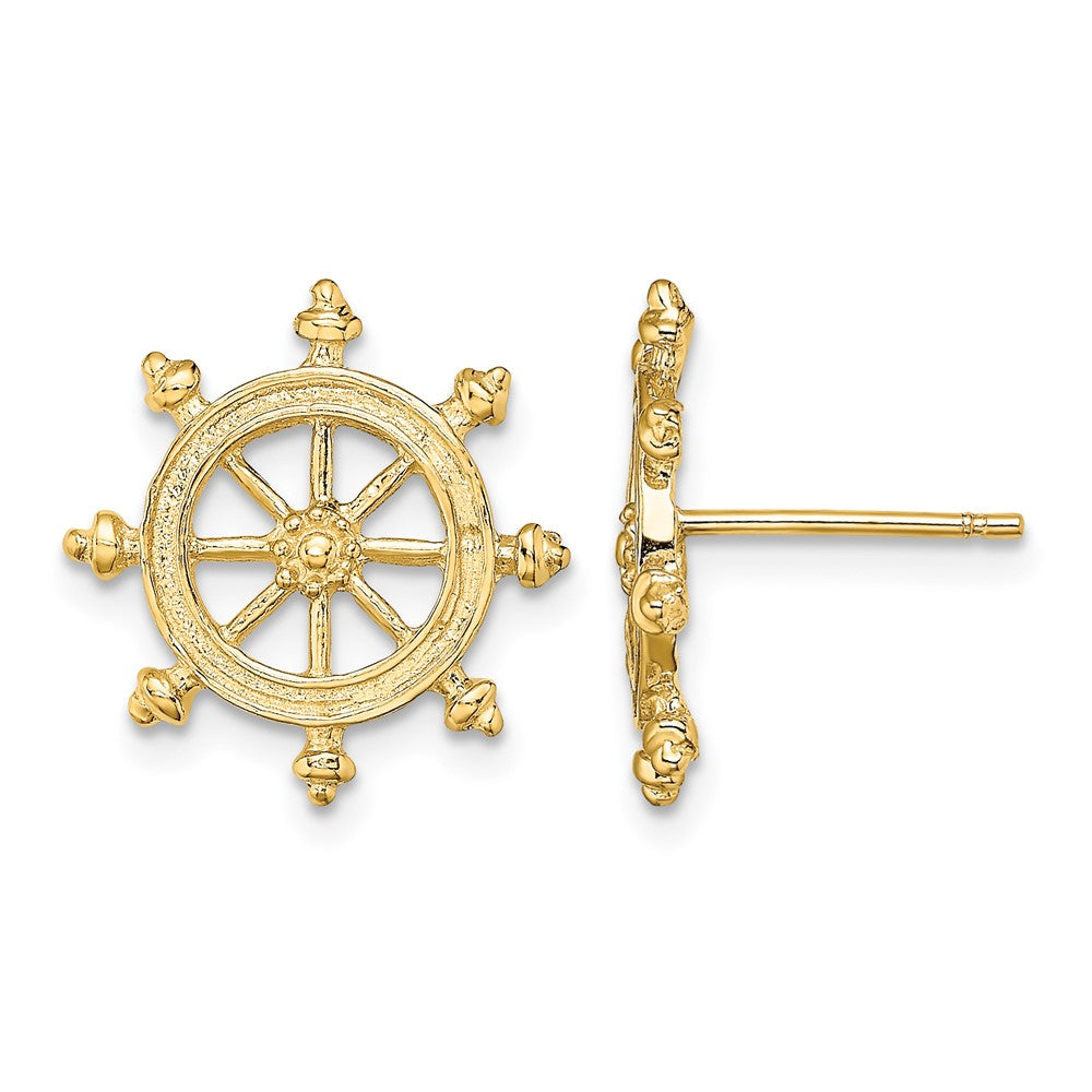14K Ship's Wheel Post Earrings