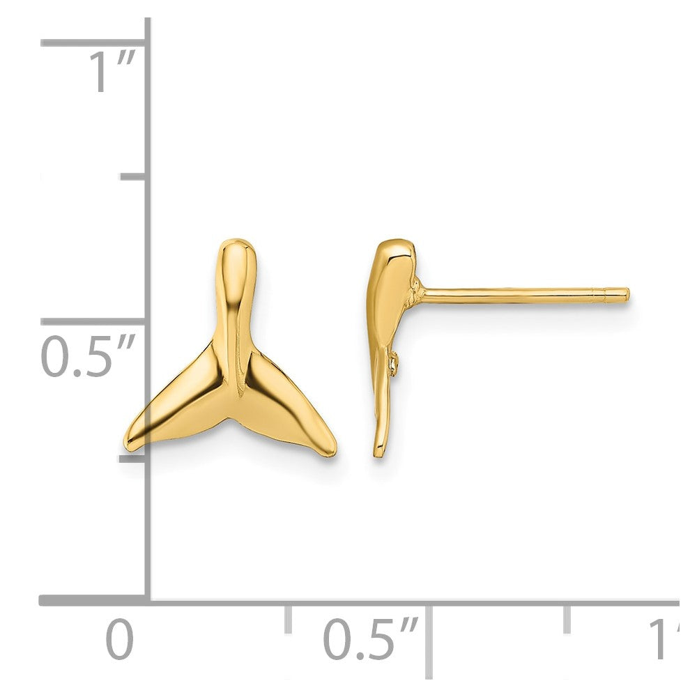 14K Mini Whale Tail Post Earrings