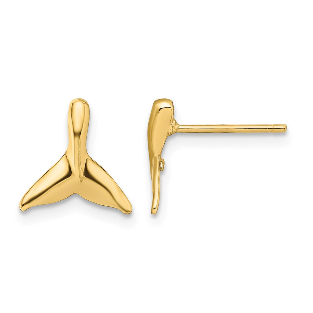 14K Mini Whale Tail Post Earrings