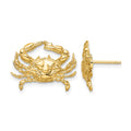 14K 2-D Blue Crab Post Earrings