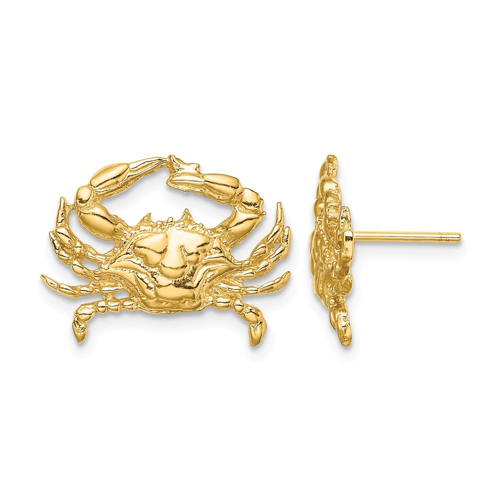 14K 2-D Blue Crab Post Earrings