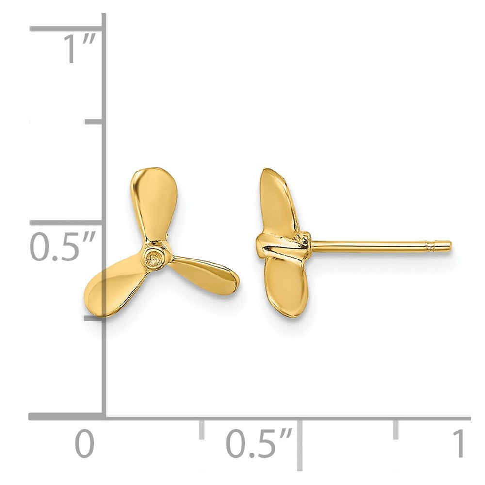 14K 2-D Propeller Post Earrings