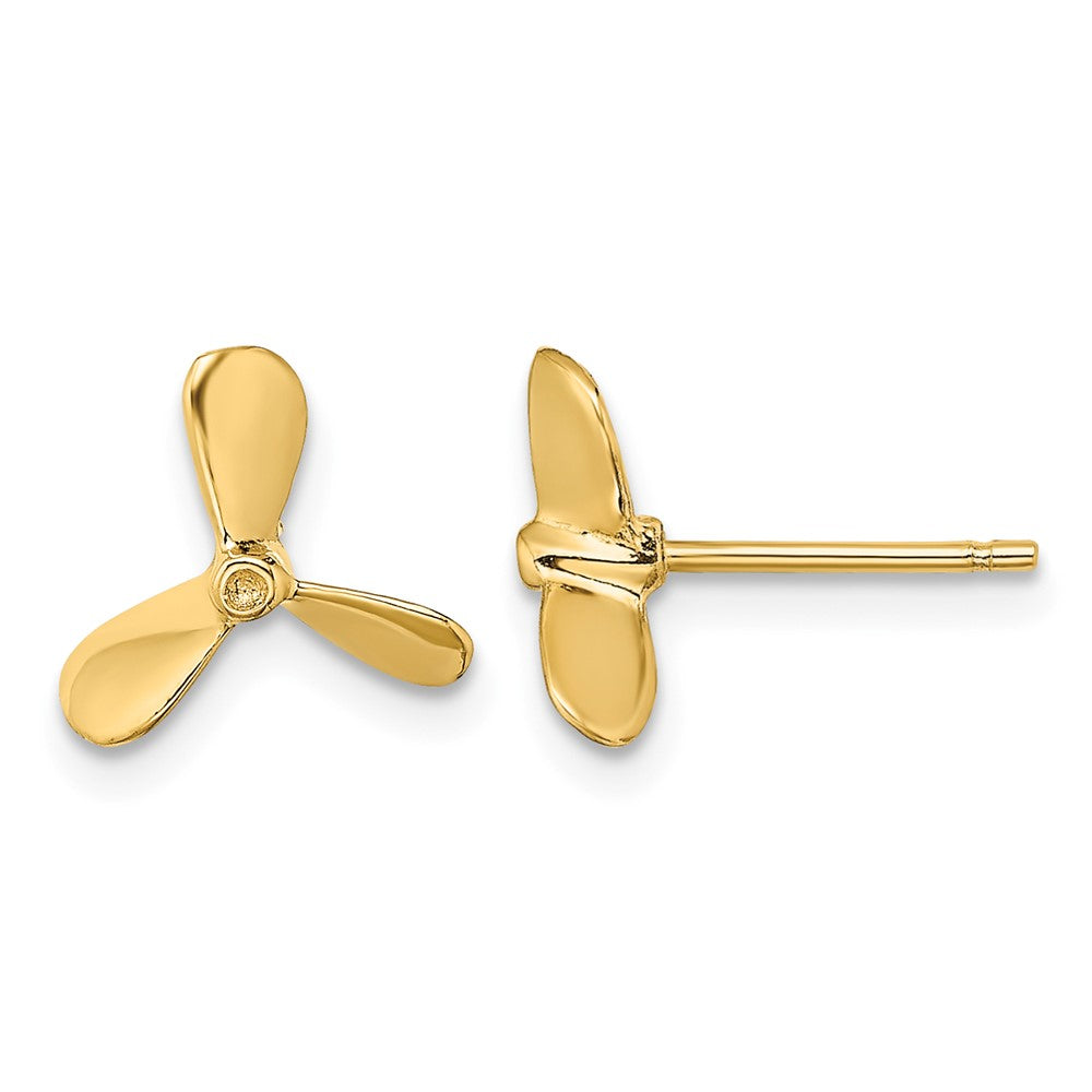 14K 2-D Propeller Post Earrings
