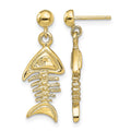 14K 3-D Fishbone Dangle Earrings
