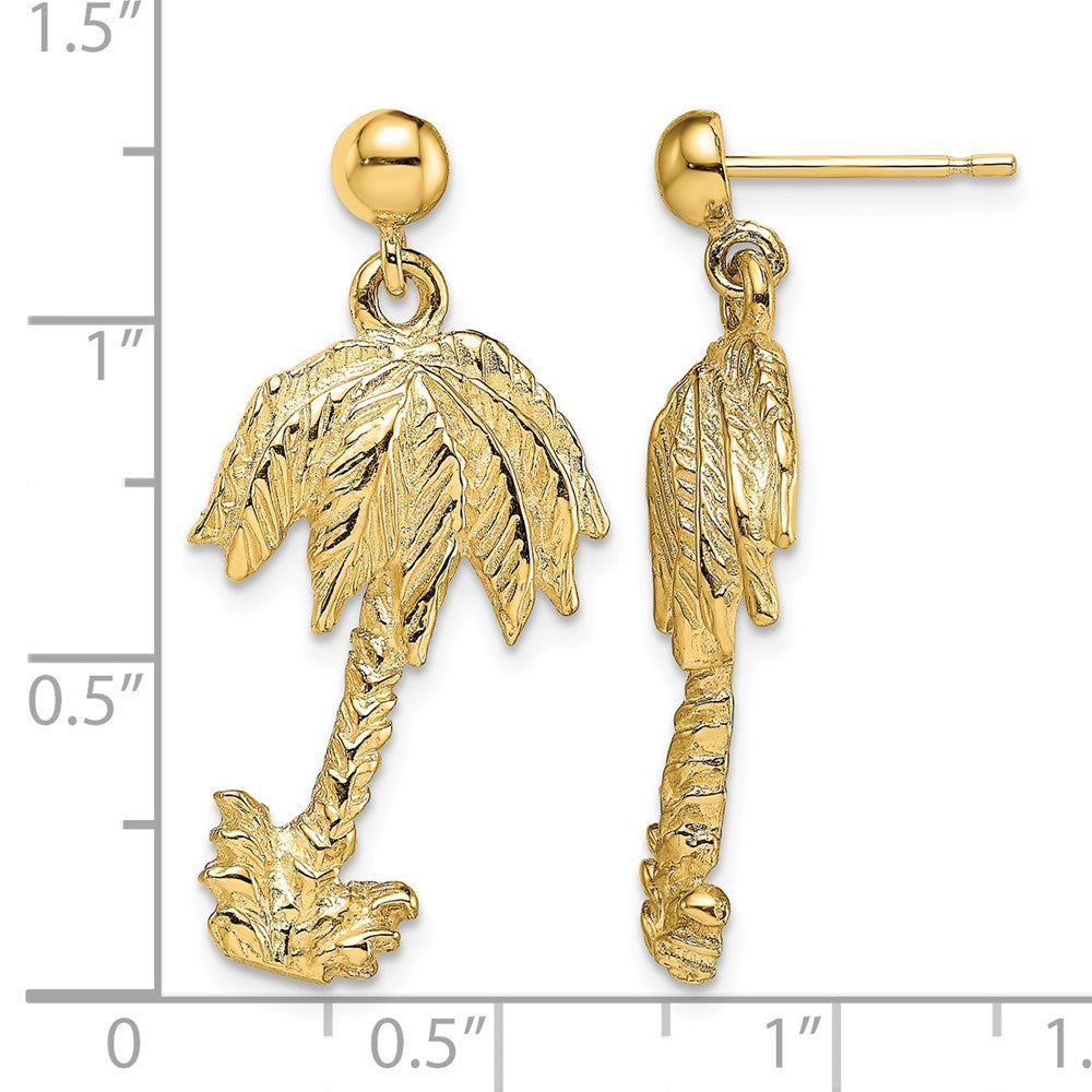 14k Palm Tree Post Dangle Earrings