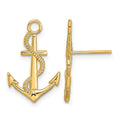 14K Polished / Textured Anchor W/ Rope Post Earrings