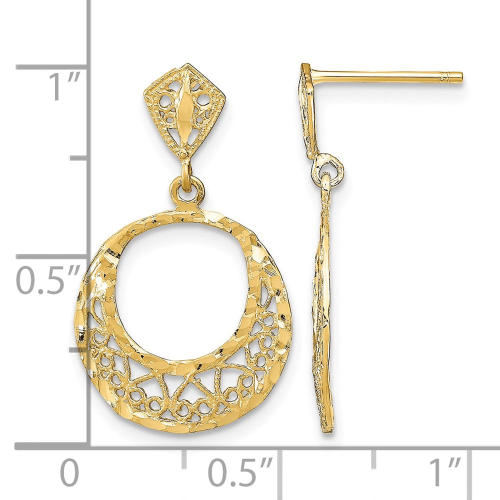 14K Fancy D/C Post Dangle Earrings