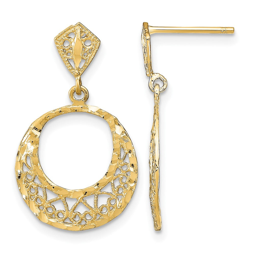 14K Fancy D/C Post Dangle Earrings