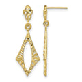 14K D/C Diamond Shape Post Dangle Earrings