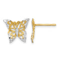 14k w/Rhodium Butterfly Post Earrings
