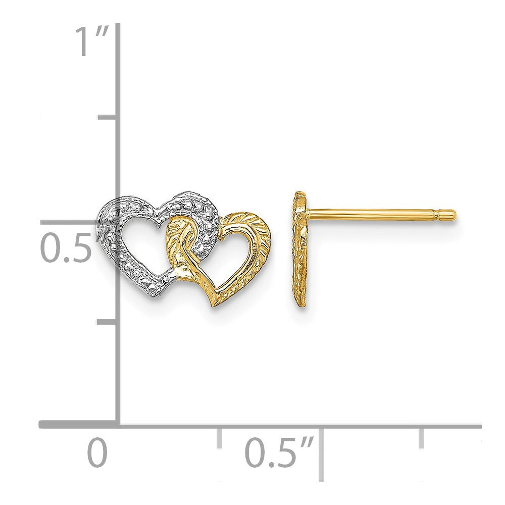14K w/White Rhodium Polished Intertwined Hearts Post Earrings