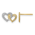 14K w/White Rhodium Polished Intertwined Hearts Post Earrings