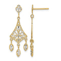 14K w/Rhodium Filigree D/C Chandelier Dangle Earrings
