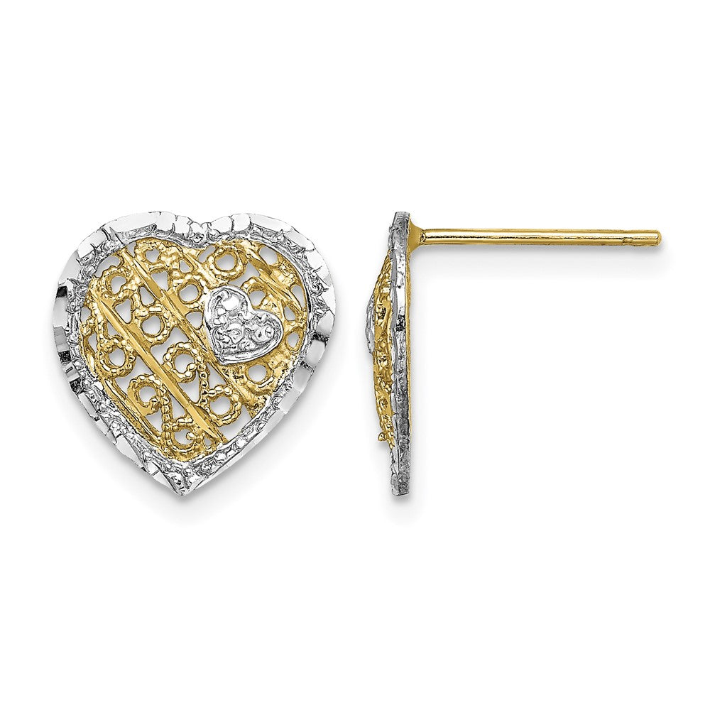 14k w/ RH Filigree Heart Post Earrings