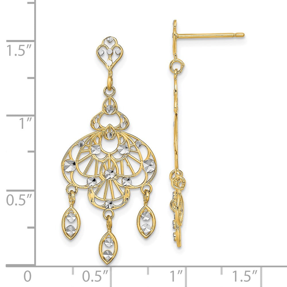 14K w/Rhodium D/C Chandelier Fancy Earrings