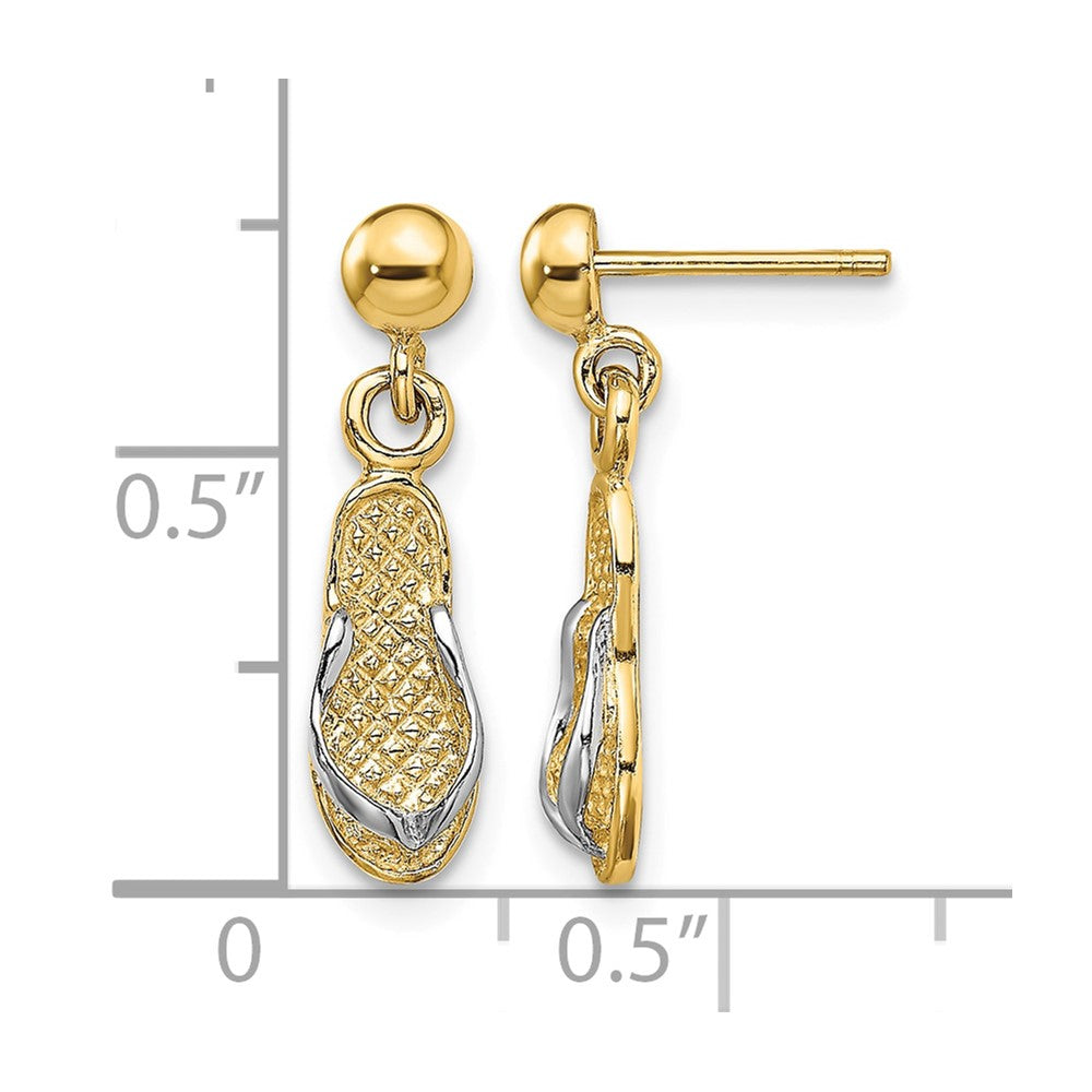 14K and Rhodium Flip Flop Post Dangle Earrings