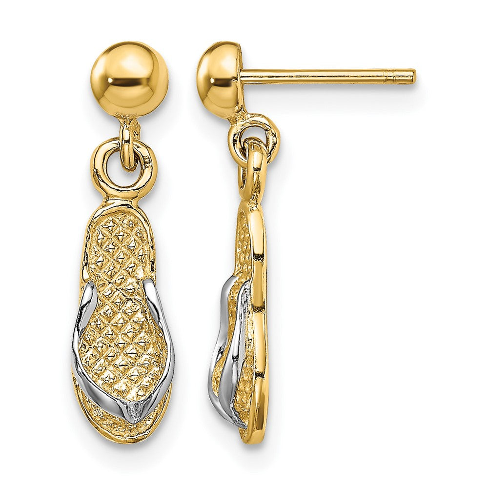 14K and Rhodium Flip Flop Post Dangle Earrings