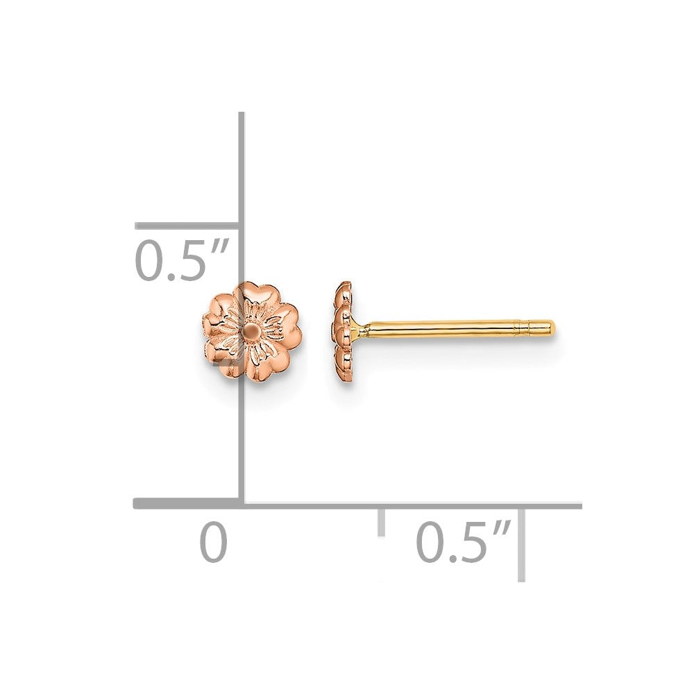 14k Rose Gold with Yellow Gold Post Flower Post Earrings