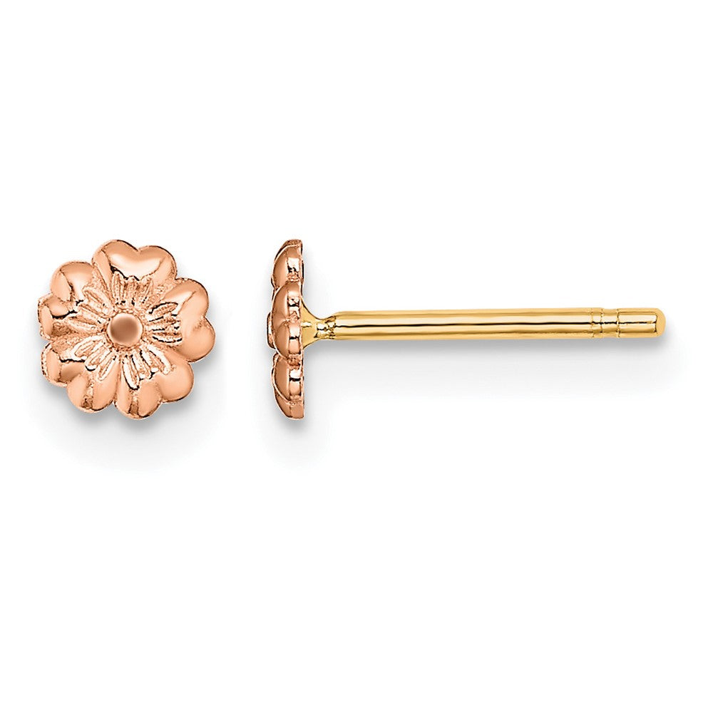 14k Rose Gold with Yellow Gold Post Flower Post Earrings