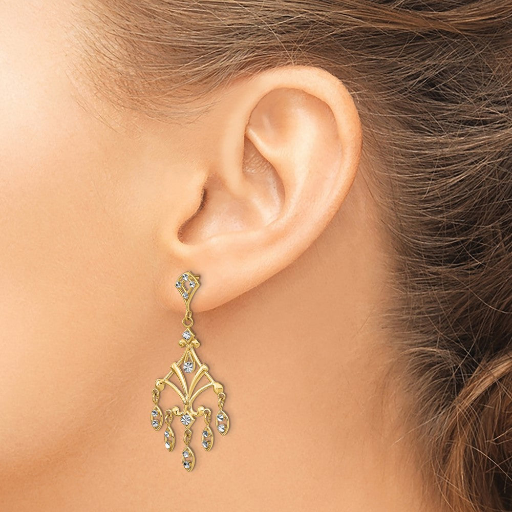 14K w/Rhodium D/C Chandelier Style Dangle Earrings