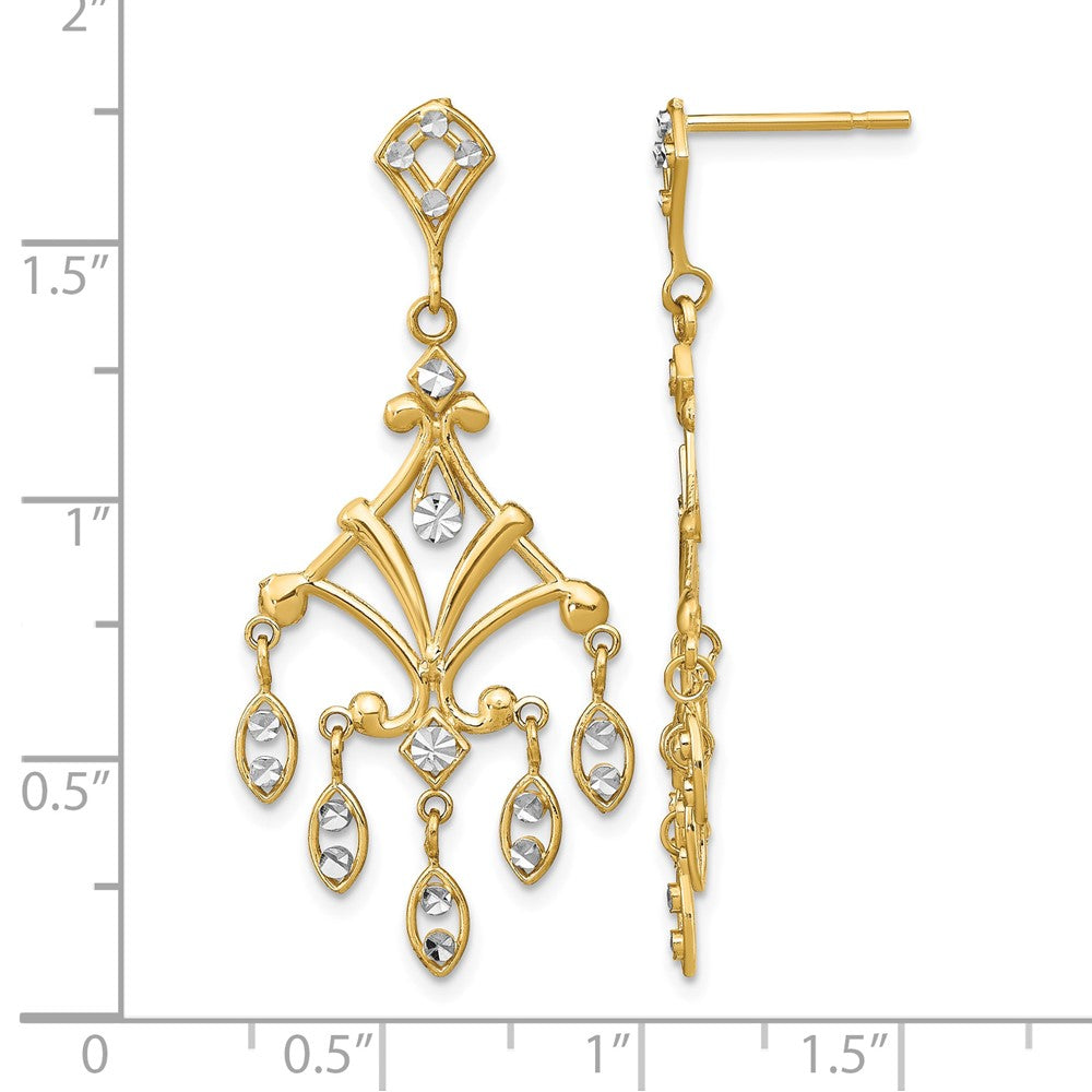 14K w/Rhodium D/C Chandelier Style Dangle Earrings