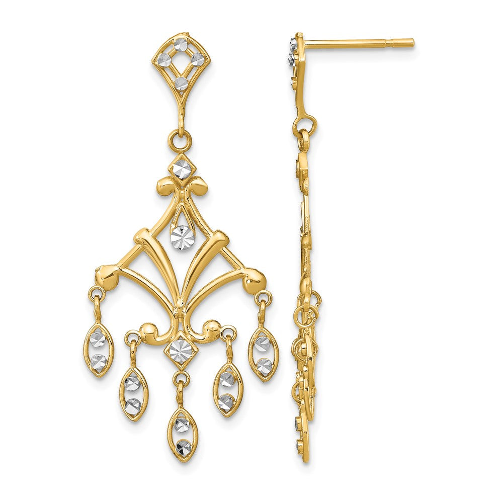 14K w/Rhodium D/C Chandelier Style Dangle Earrings