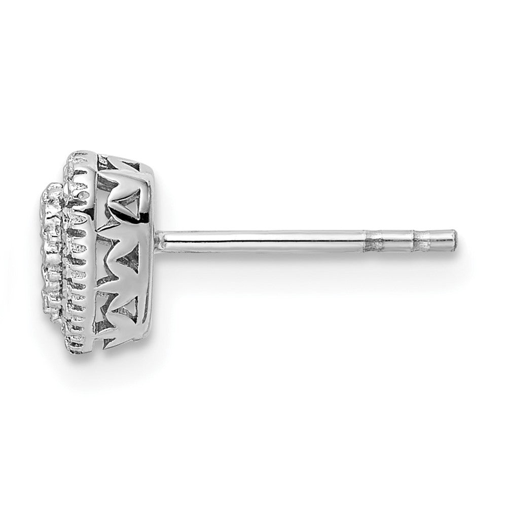 Single 14k White Polished Diamond-cut Heart Post Earring