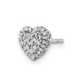 Single 14k White Polished Diamond-cut Heart Post Earring
