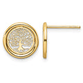 14k Polished Tree of Life in Circle Post Earrings
